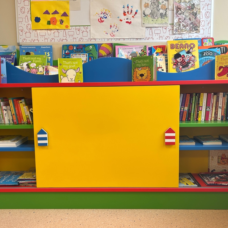 We provided a brilliant bespoke bookcase in the playroom, with help from Face Edge Ltd.